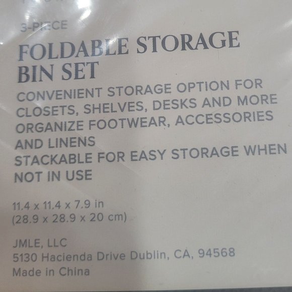 3-Piece Foldable Storage Bin Set New - Picture 4 of 7